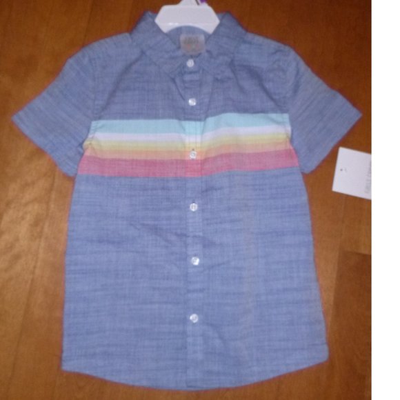 Toddler Boys Falls Creek Striped Woven Button Down Shirt Size 3T  Summer NWT - Picture 1 of 2